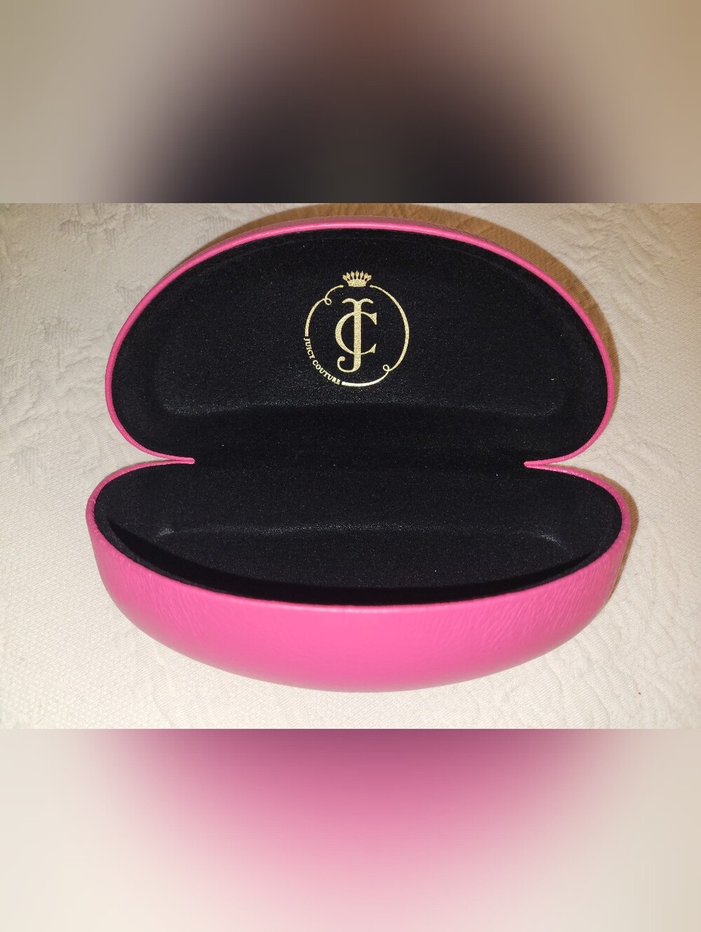 Juicy Couture Eyewear Faux Leather Hard Case Hot Pink & Black w/Gold Writing